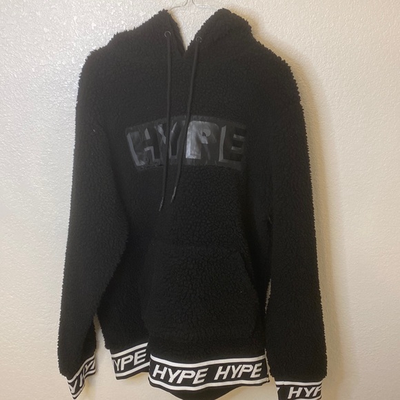 Medium, black, HYPE sheep fur hoodie. - Picture 1 of 5